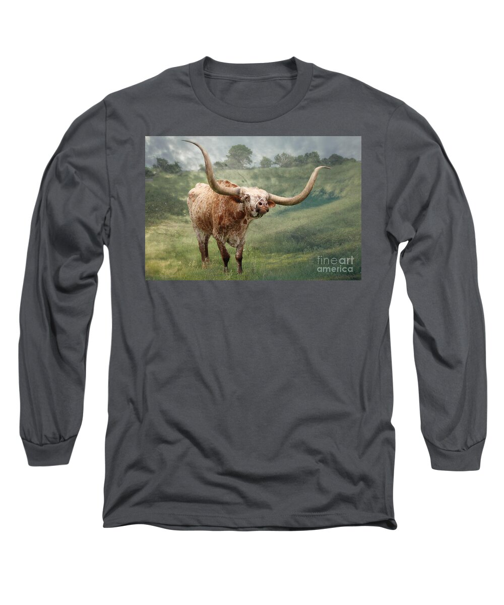 Texas Longhorns Long Sleeve T-Shirt featuring the photograph Texas Longhorn - Pride by Ella Kaye Dickey