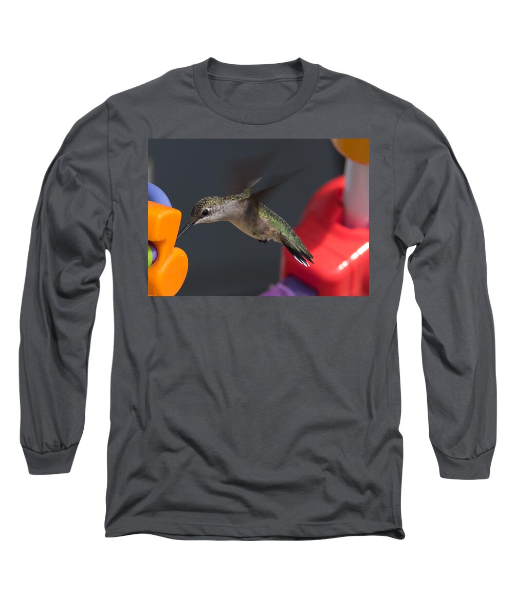 Hummingbird Long Sleeve T-Shirt featuring the photograph Not the Right Note by Holden The Moment