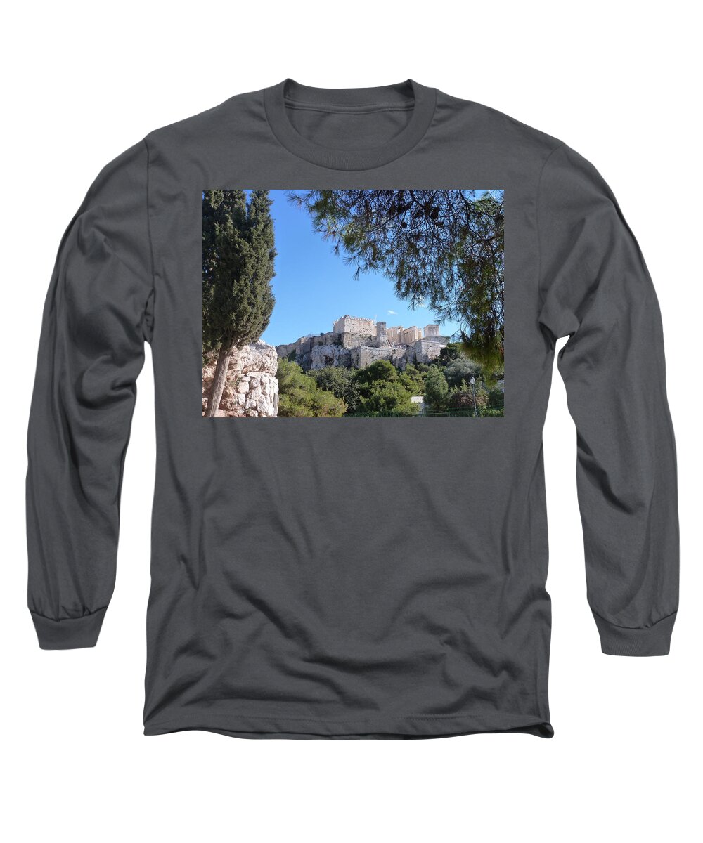 Green Long Sleeve T-Shirt featuring the photograph The Acropolis by Constance DRESCHER