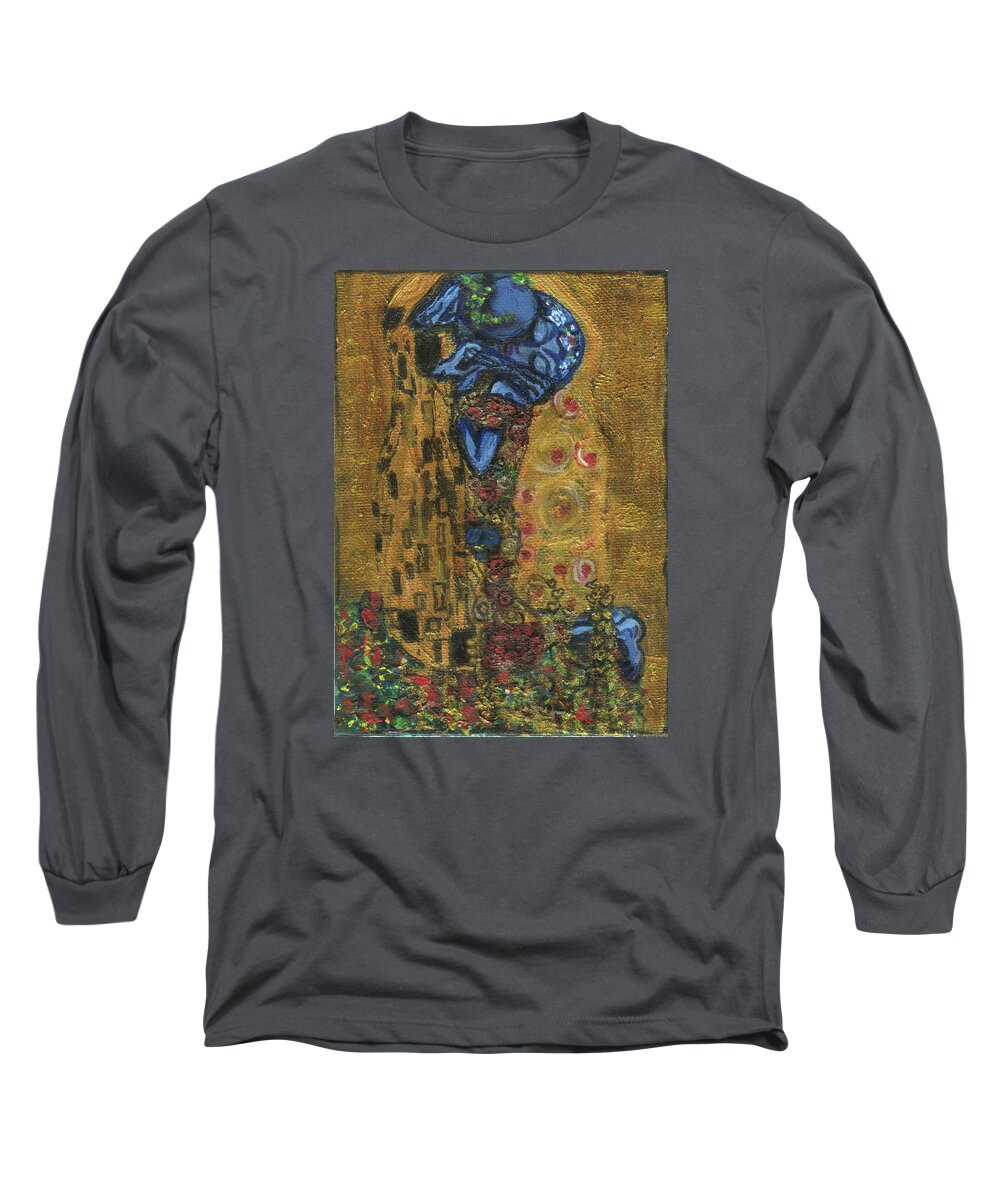 Kiss Long Sleeve T-Shirt featuring the painting The alien kiss by Blastoff Klimt by Similar Alien