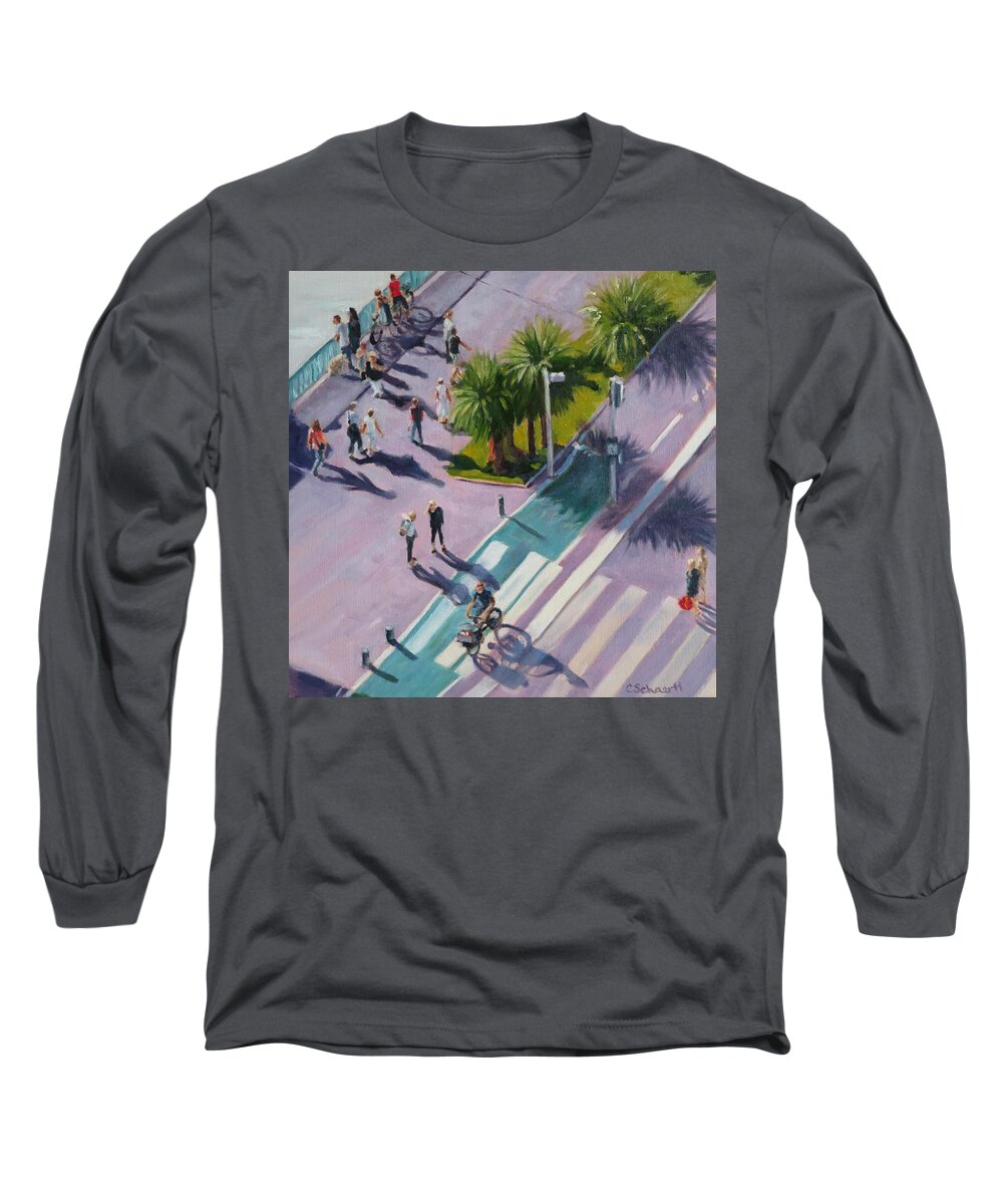 Riviera Long Sleeve T-Shirt featuring the painting The Bird's View by Connie Schaertl