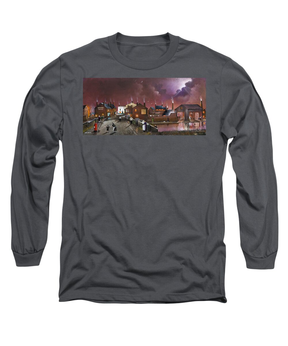 England Long Sleeve T-Shirt featuring the painting The Black Country Museum - England #2 by Ken Wood