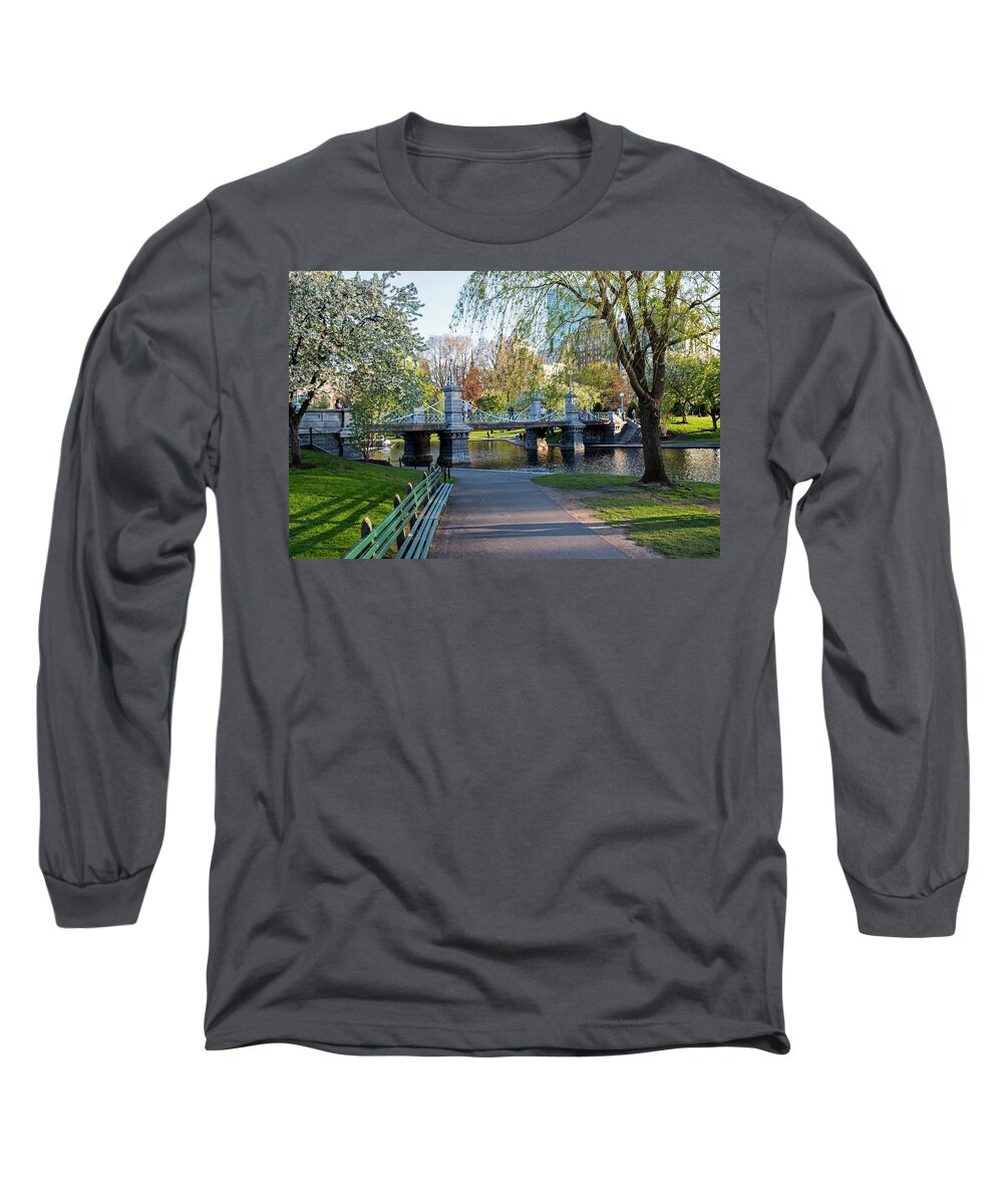 Boston Long Sleeve T-Shirt featuring the photograph The Boston Public Garden in the Spring Boston MA by Toby McGuire