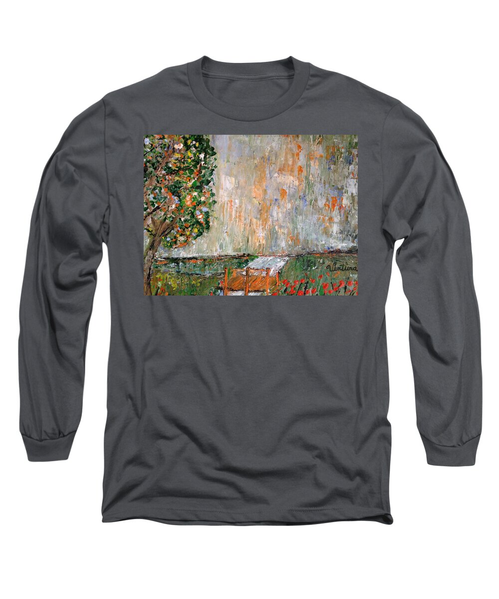 The Bridge Long Sleeve T-Shirt featuring the painting The Bridge by Clare Ventura