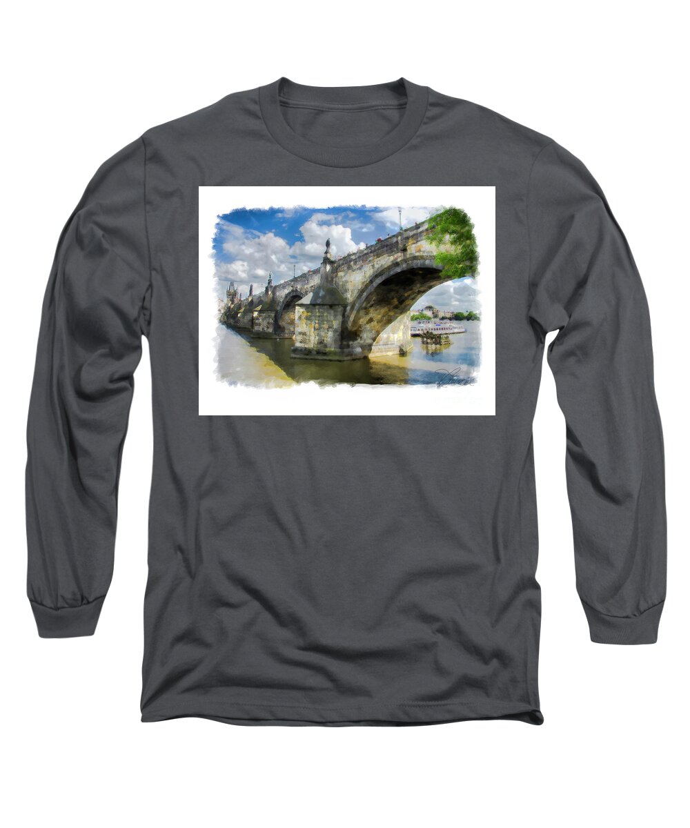 Prague Long Sleeve T-Shirt featuring the photograph The Charles Bridge - Prague by Tom Cameron