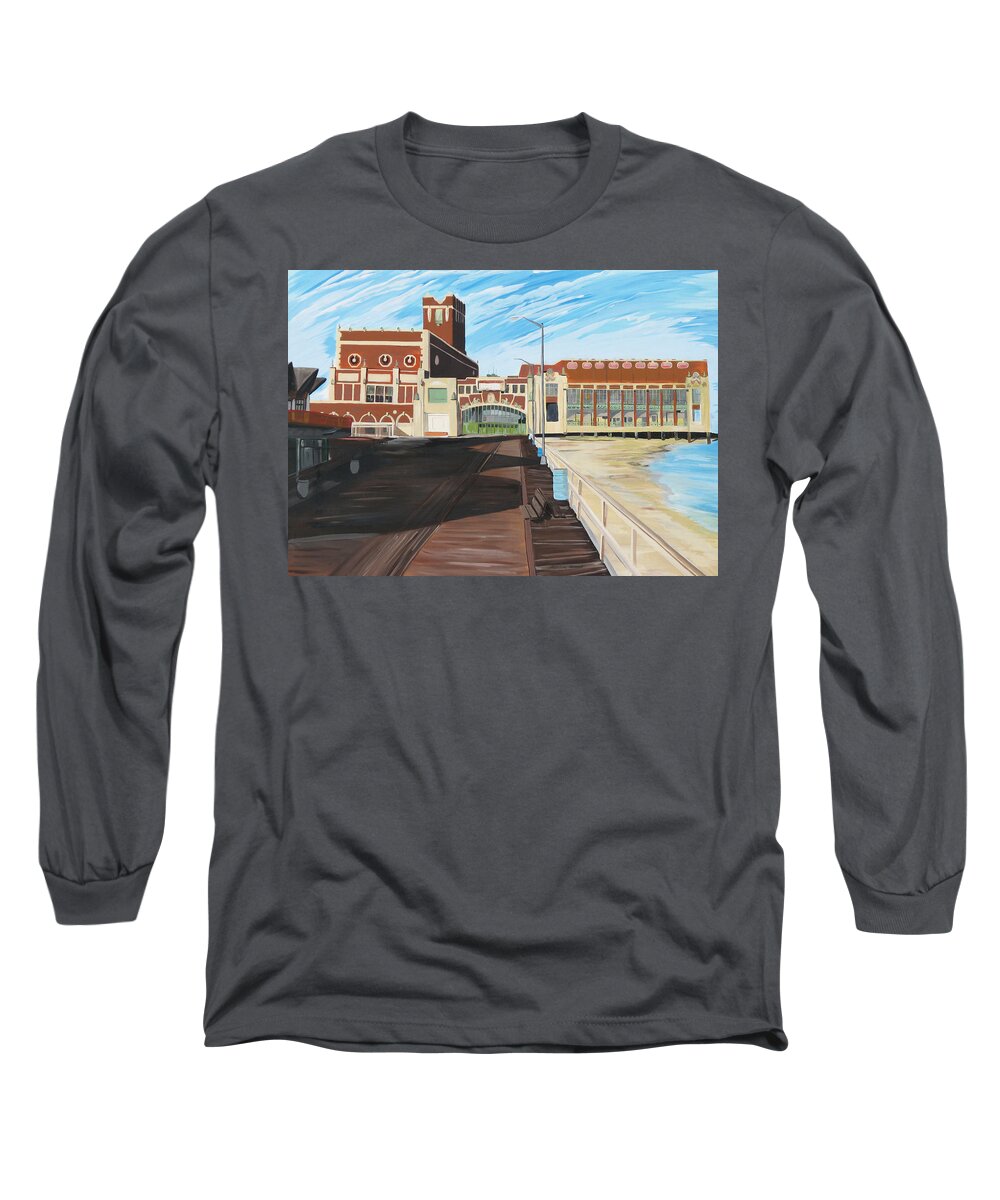 Asbury Art Long Sleeve T-Shirt featuring the painting The Convention Hall Asbury Park by Patricia Arroyo