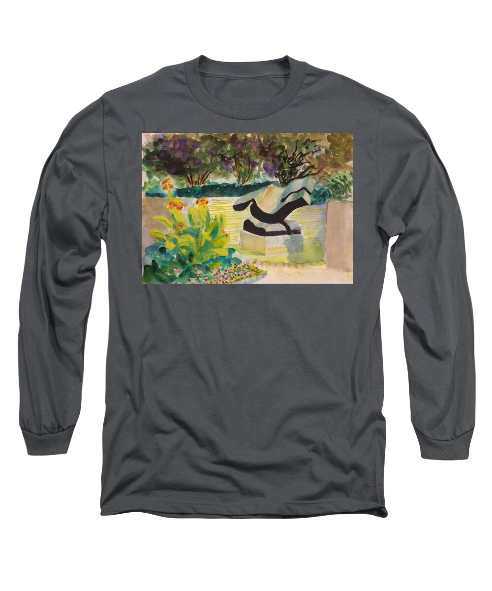 Architectural Long Sleeve T-Shirt featuring the painting The Corinthian Garden by Nicolas Bouteneff
