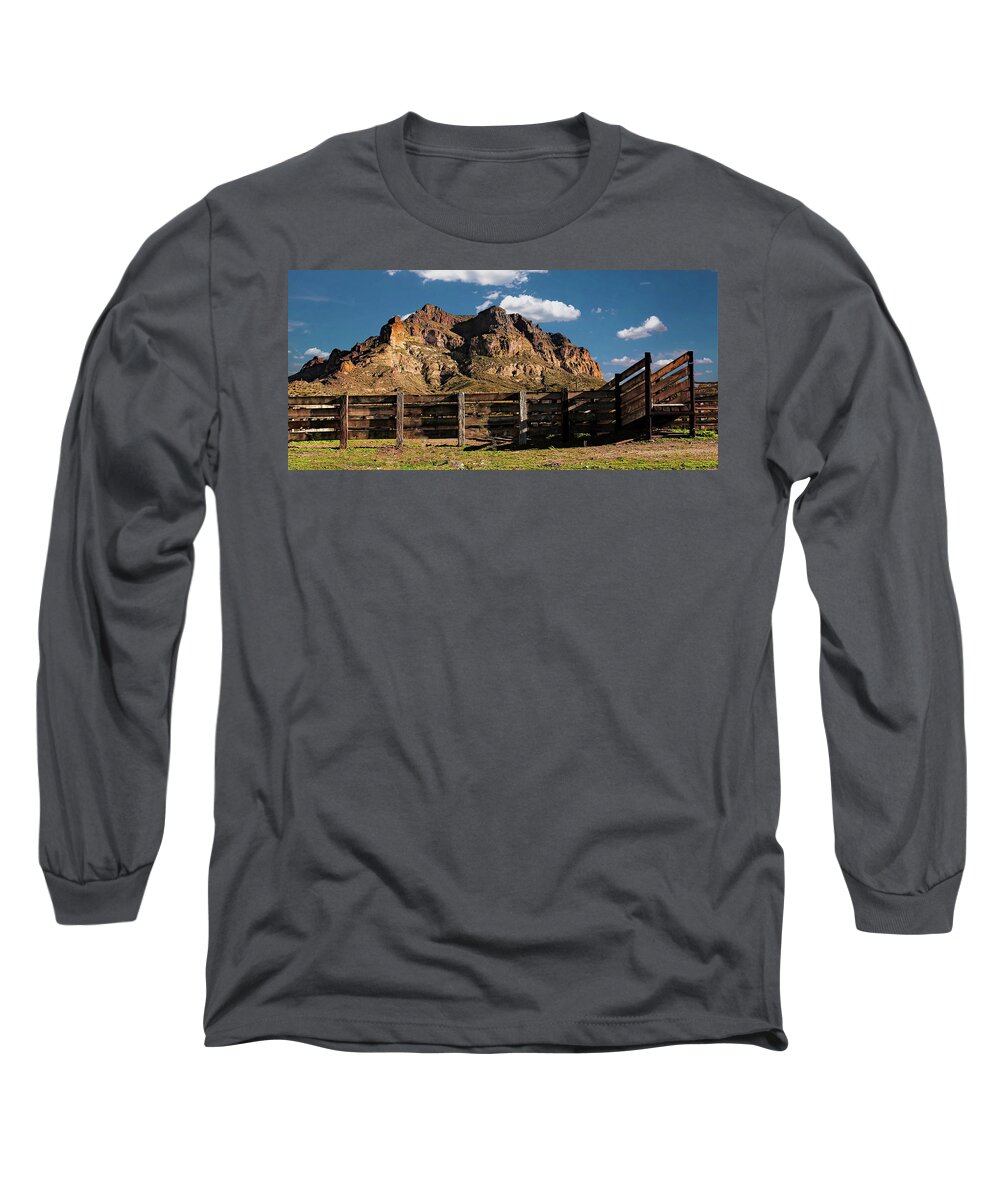 Arizona Long Sleeve T-Shirt featuring the photograph The Corral at Picketpost by Hans Brakob