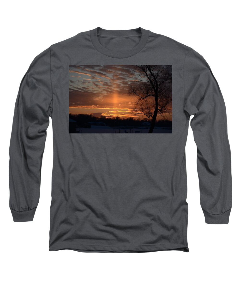 Sunset Long Sleeve T-Shirt featuring the photograph The Cross in the Sunset by Wanda Jesfield