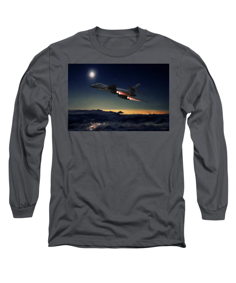 Aviation Long Sleeve T-Shirt featuring the digital art The Dark Knight by Peter Chilelli