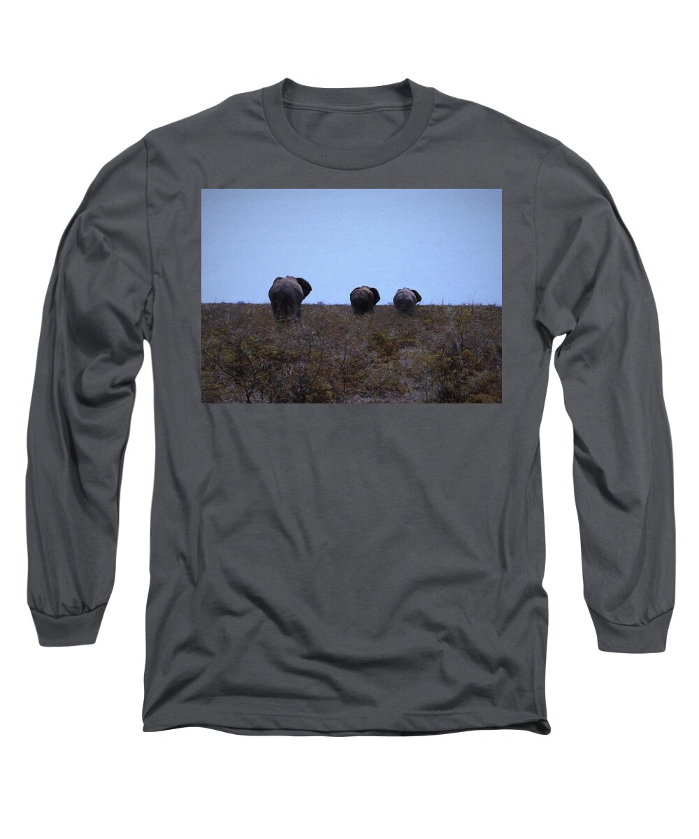 Elephant Long Sleeve T-Shirt featuring the digital art The End by Ernest Echols