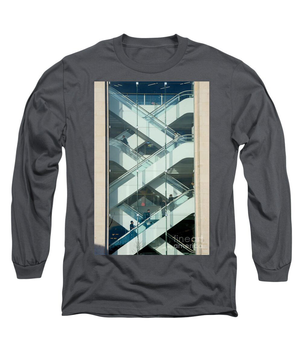Building Long Sleeve T-Shirt featuring the photograph The escalators by Colin Rayner