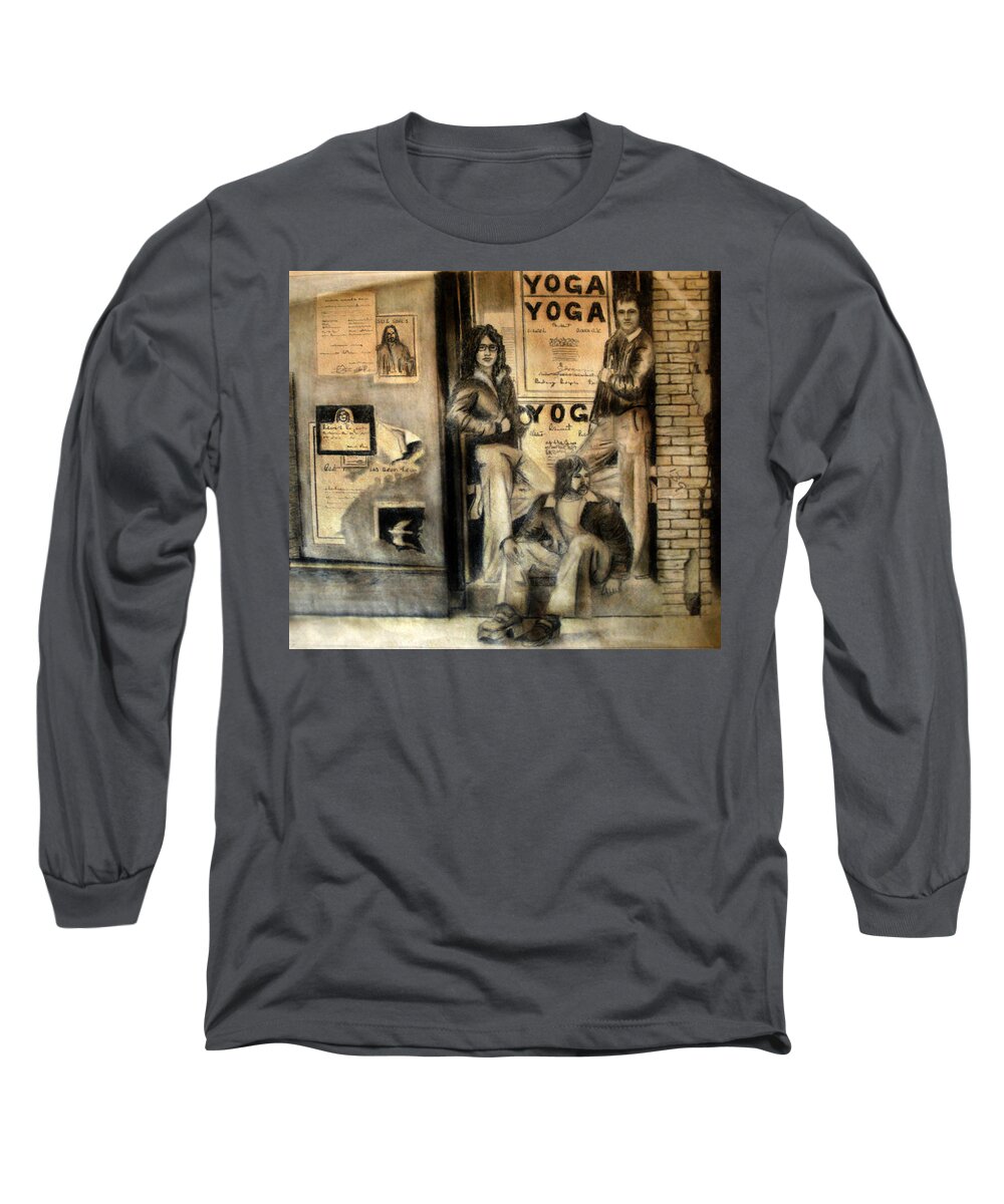 3 Guys Long Sleeve T-Shirt featuring the drawing The Gang by Albert Puskaric