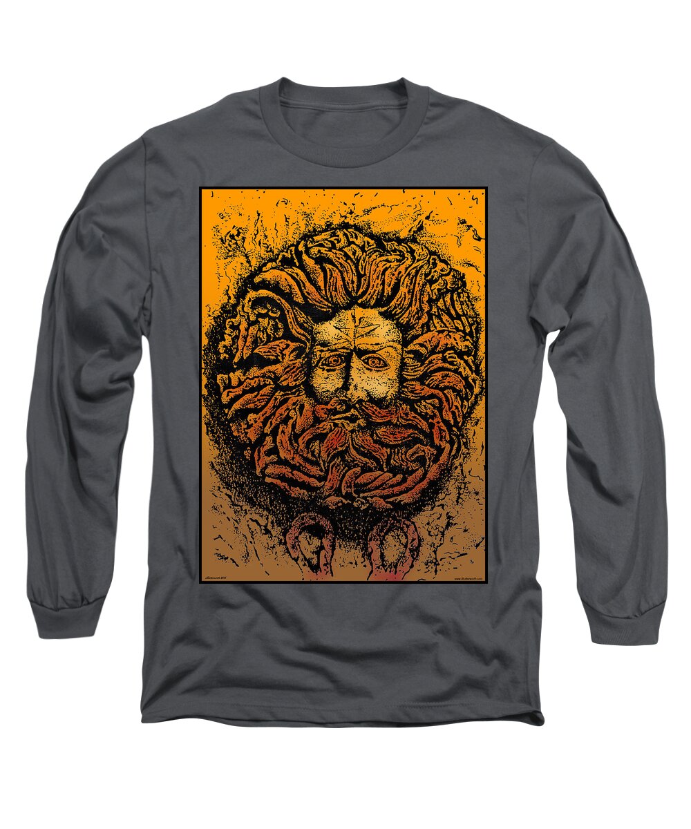 Monuments Long Sleeve T-Shirt featuring the drawing The Gorgon Man Celtic Snake Head by Larry Butterworth