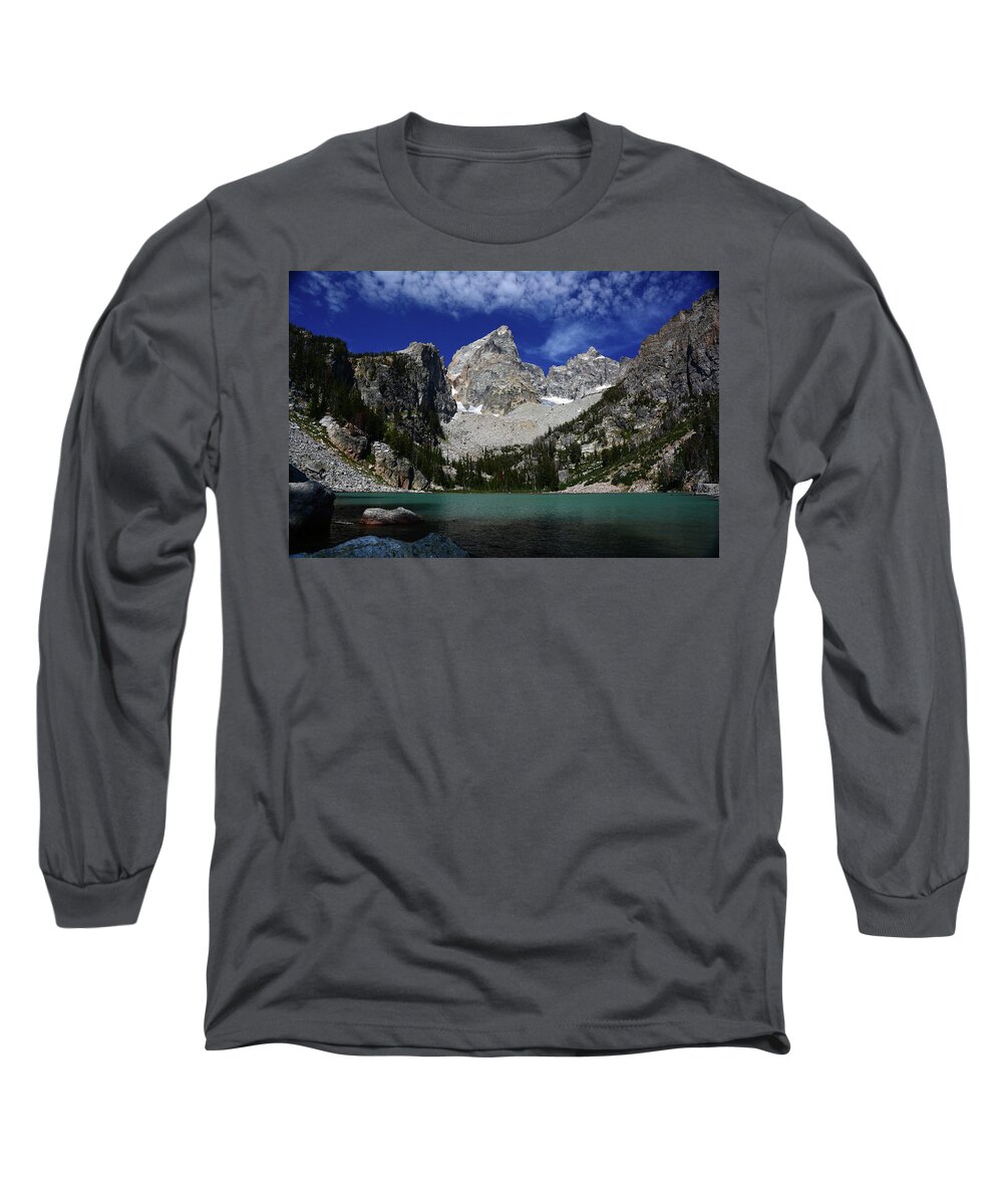 Cascade Canyon Framed Prints Long Sleeve T-Shirt featuring the photograph The Grand and Mount Owen from Delta Lake by Raymond Salani III