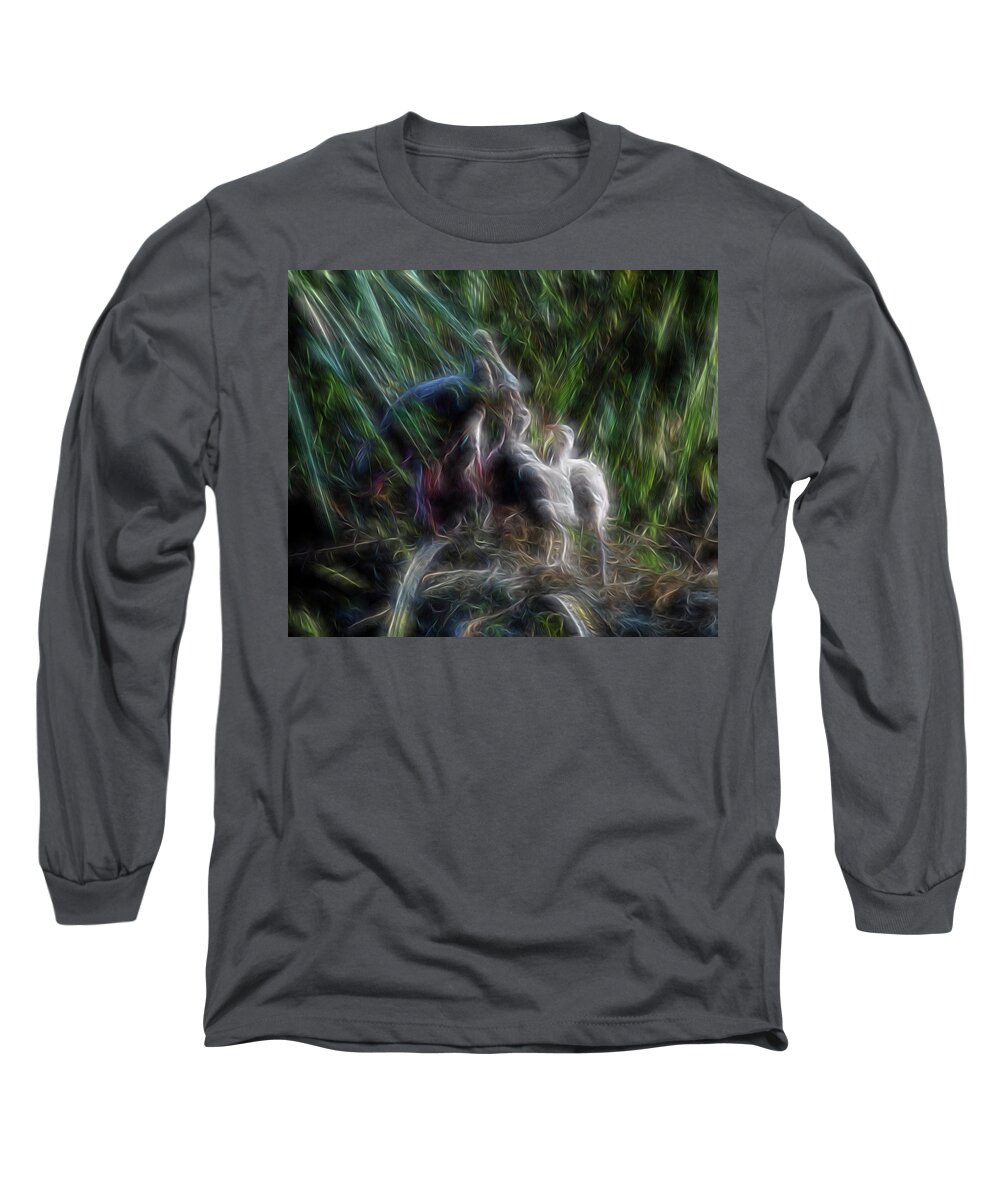 Abstract Long Sleeve T-Shirt featuring the digital art The Great Mother by William Horden