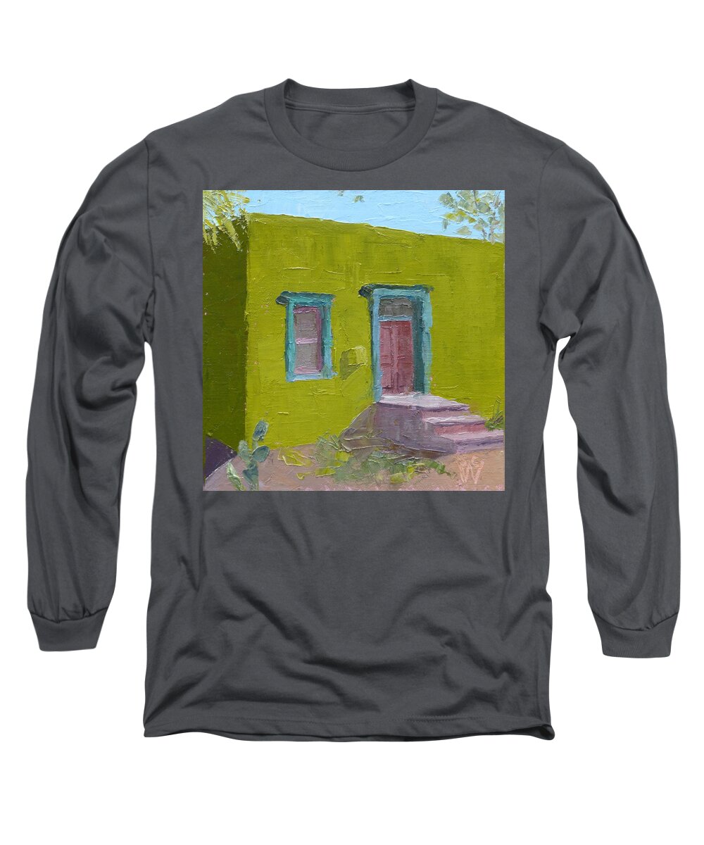 Landscape Long Sleeve T-Shirt featuring the painting The Green House by Susan Woodward
