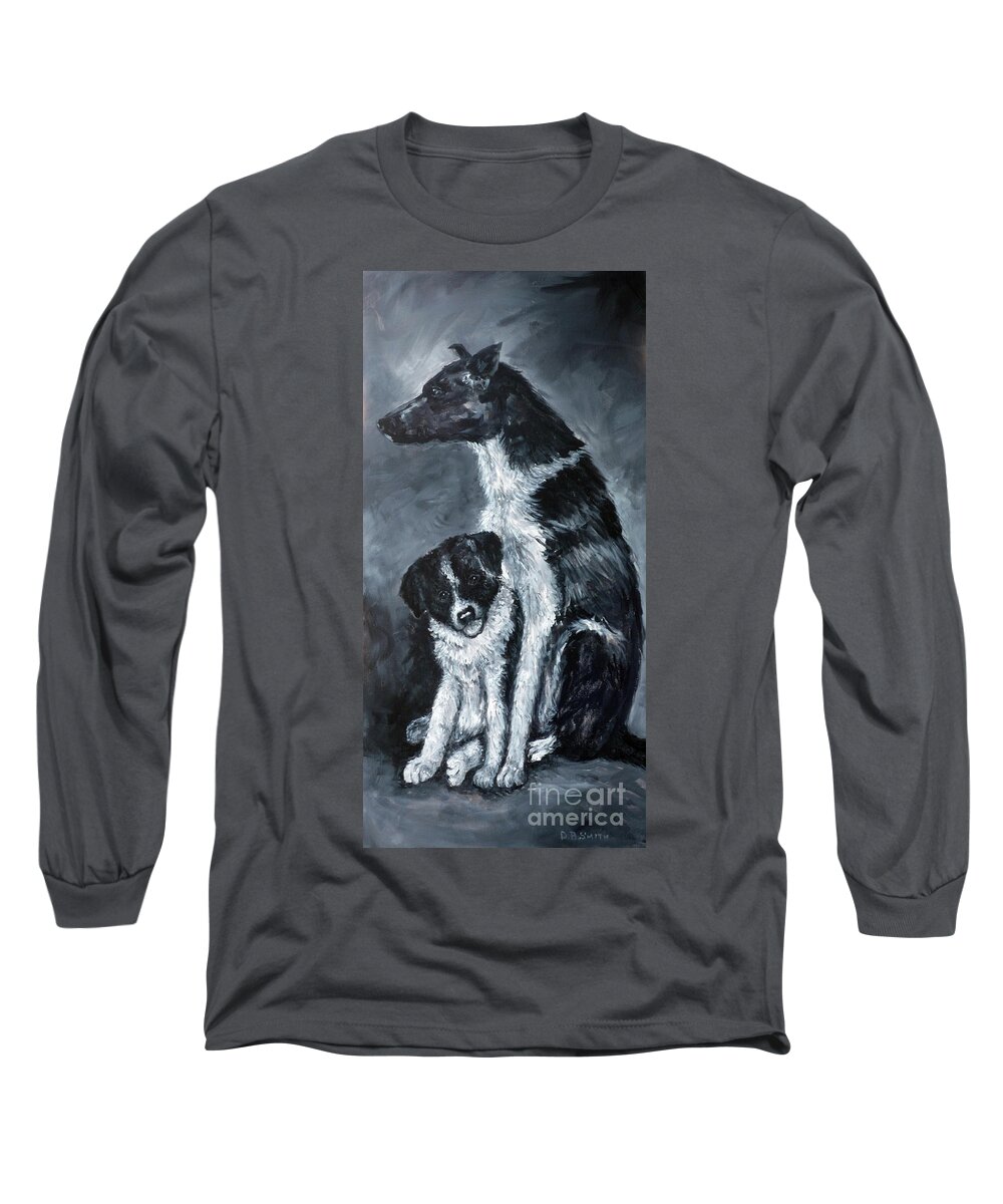 Dog And Puppy Long Sleeve T-Shirt featuring the painting The Guardian by Deborah Smith