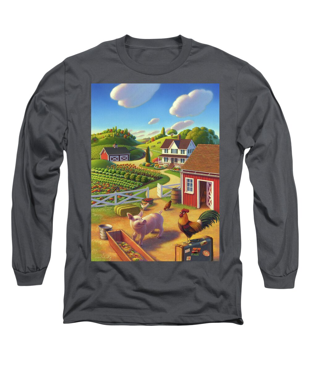 Farm Scene Long Sleeve T-Shirt featuring the painting Welcome Home by Robin Moline