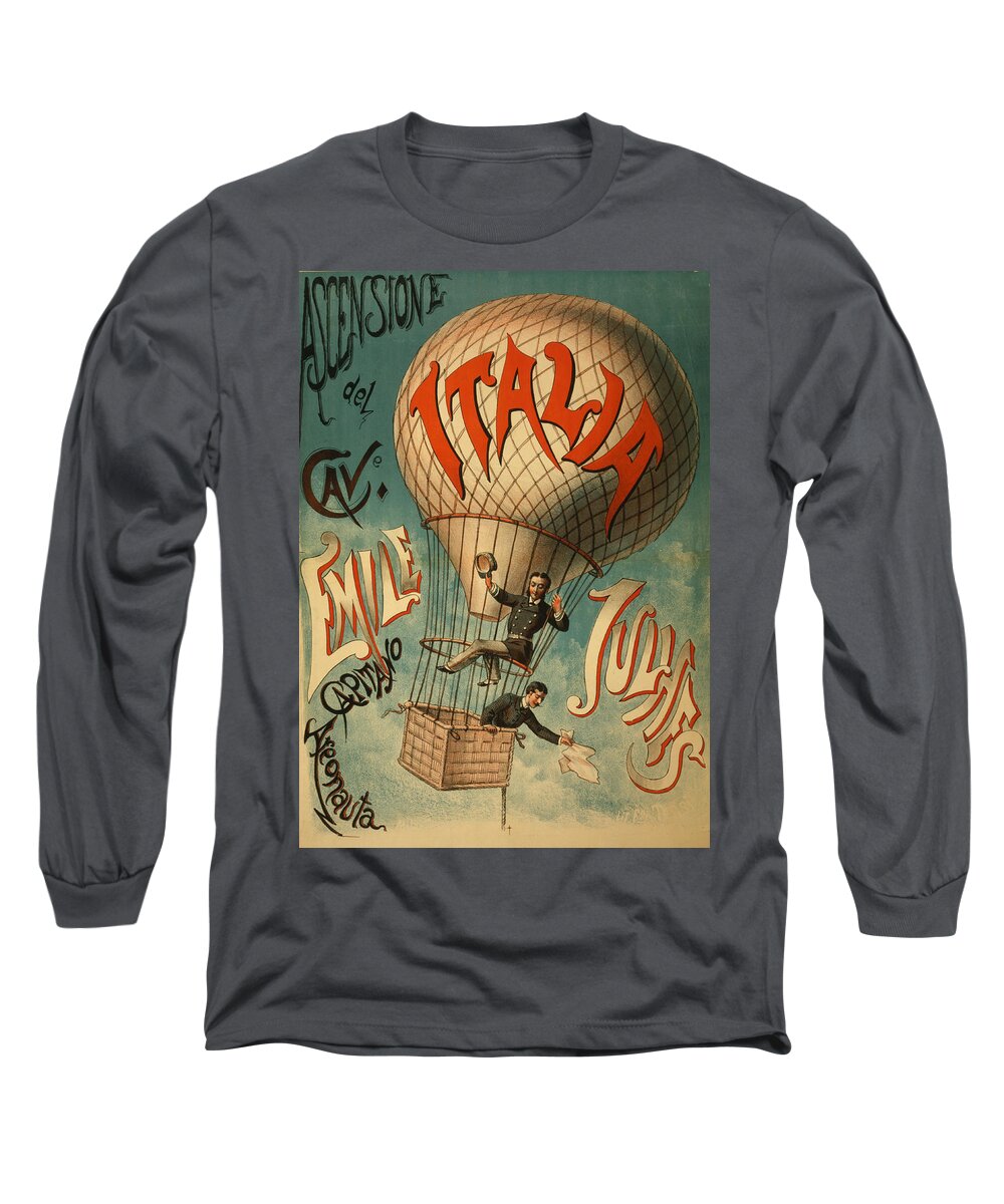 Vintage Long Sleeve T-Shirt featuring the drawing The Italia Ascensione by Vintage Pix
