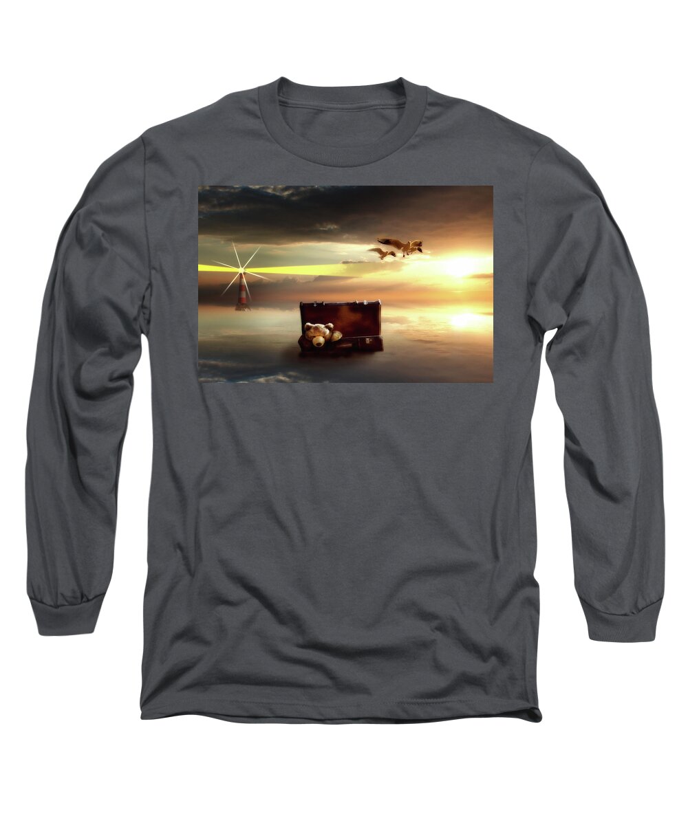 Sea Long Sleeve T-Shirt featuring the digital art The Journey Begins by Nathan Wright