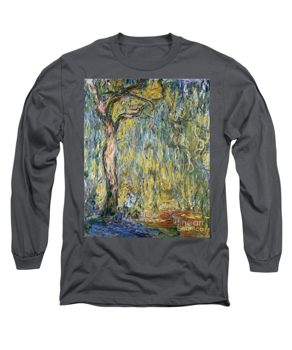 Claude Long Sleeve T-Shirt featuring the painting The Large Willow at Giverny by Claude Monet