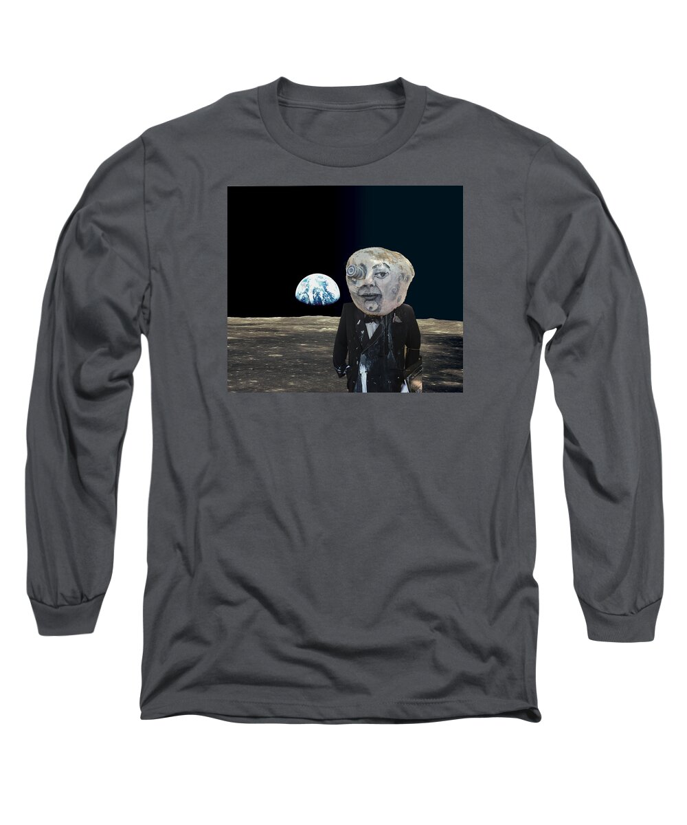 Art Long Sleeve T-Shirt featuring the digital art The Man in the Moon by Rafael Salazar