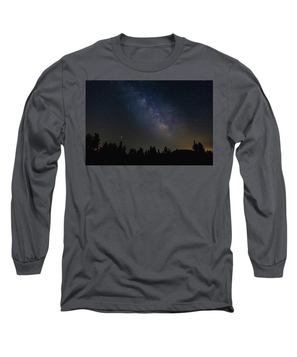 Astrophotography Long Sleeve T-Shirt featuring the photograph The Milky War, Mars and Satellites by Tony Hake