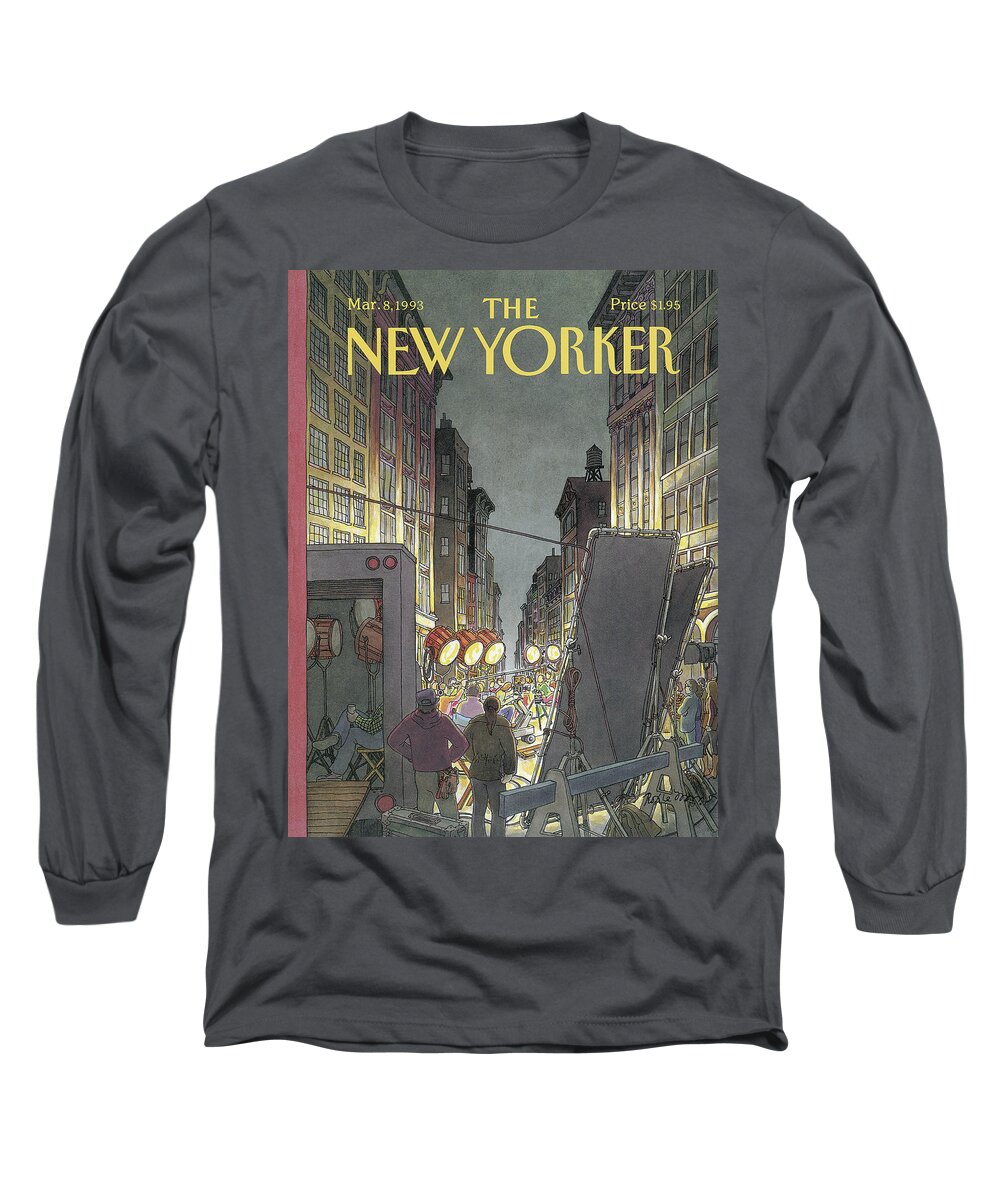 Movie Long Sleeve T-Shirt featuring the painting New Yorker March 8th, 1993 by Roxie Munro