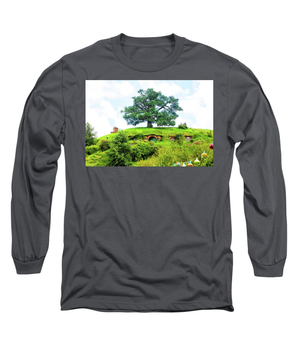 Hobbits Long Sleeve T-Shirt featuring the photograph The Oak Tree at Bag End by Kathryn McBride