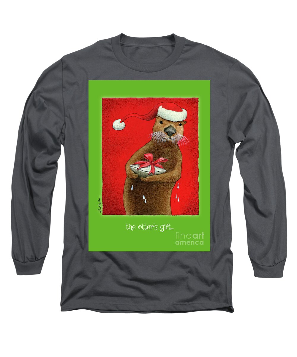 Will Bullas Long Sleeve T-Shirt featuring the painting The Otter's Gift... by Will Bullas