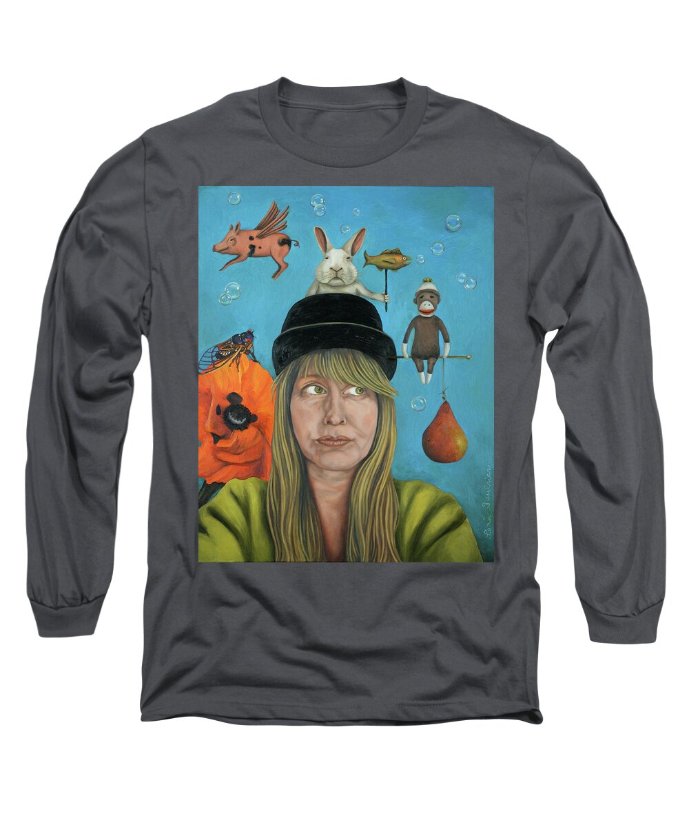 Painting Maniac Long Sleeve T-Shirt featuring the painting The Painting Maniac by Leah Saulnier The Painting Maniac