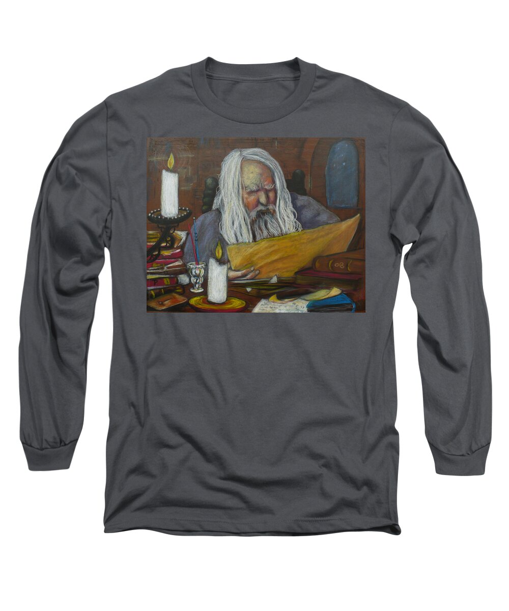 Crayon Long Sleeve T-Shirt featuring the painting The Scholar by Todd Peterson