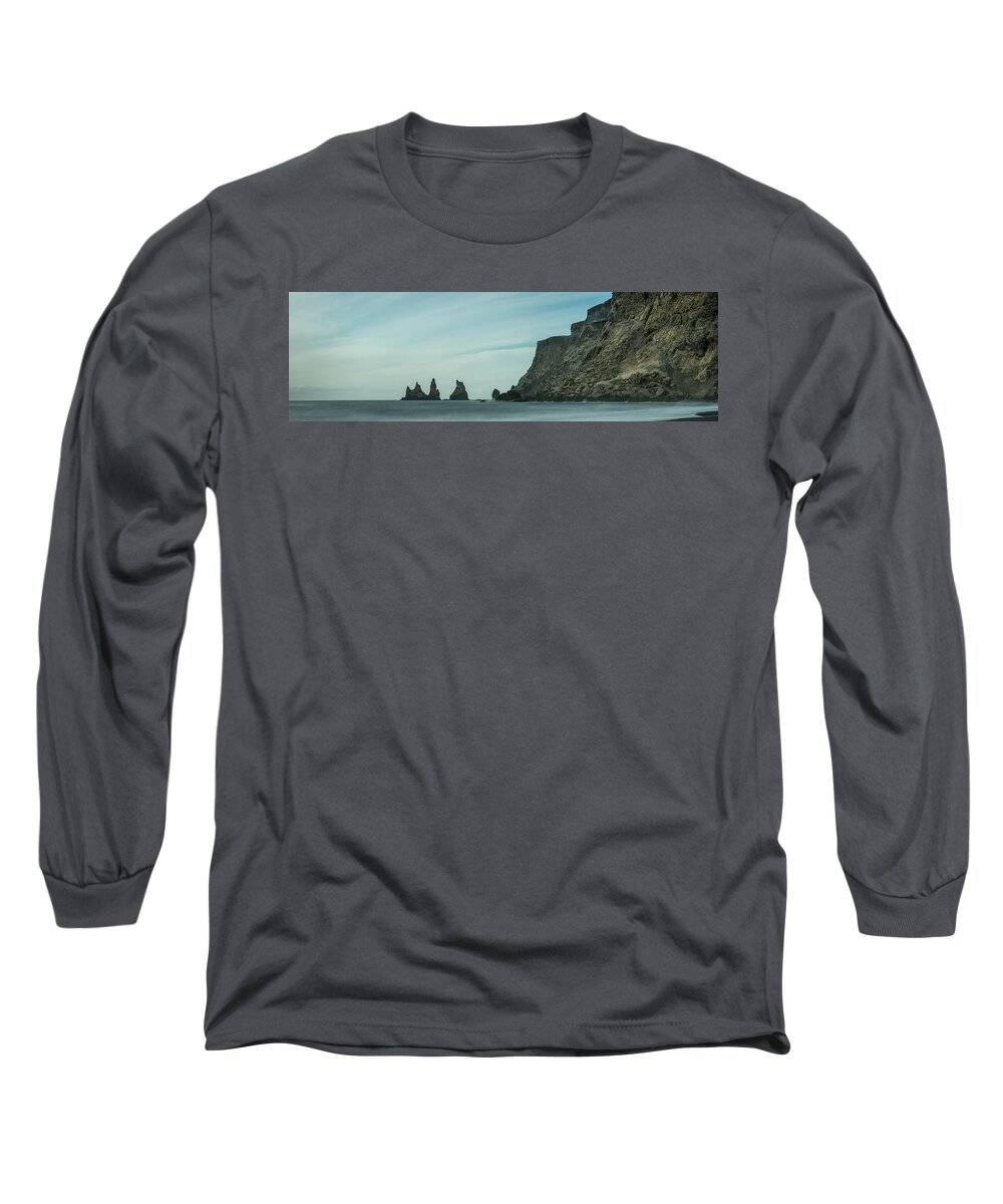 Iceland Long Sleeve T-Shirt featuring the photograph The Sea Stacks of Vik, Iceland by Andy Astbury