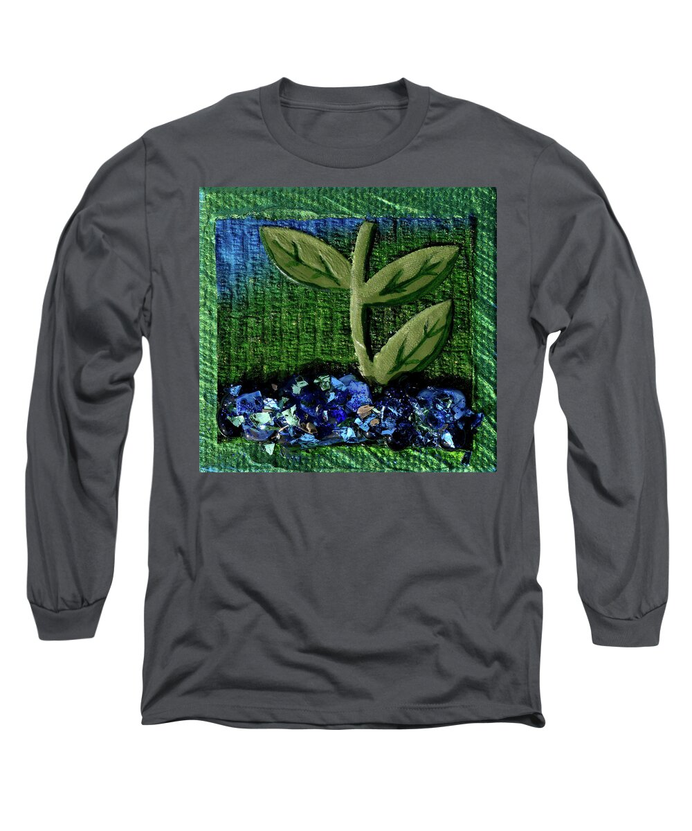 Seedling Long Sleeve T-Shirt featuring the mixed media The Seedling by Donna Blackhall
