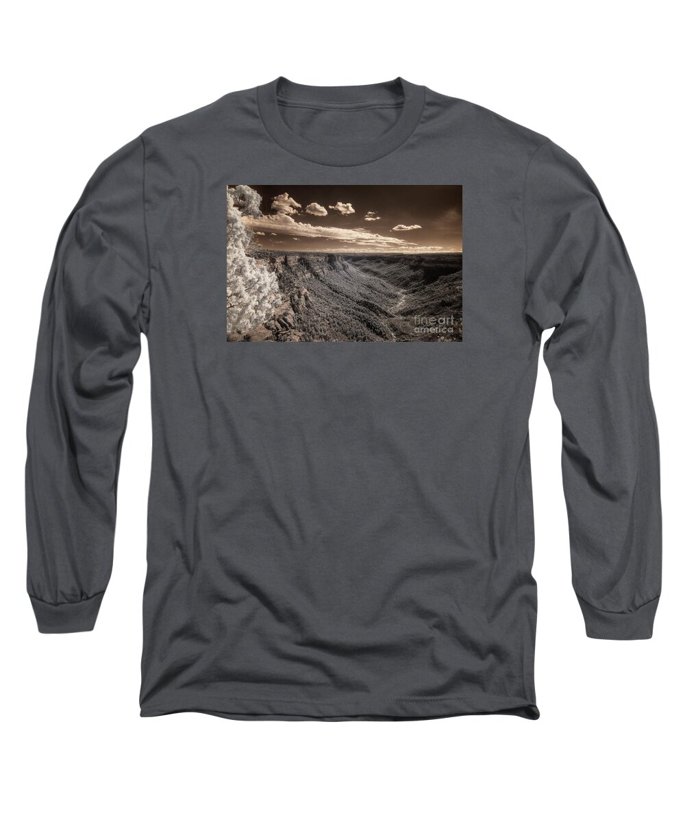 The Sky Tilts Down To The Canyon Long Sleeve T-Shirt featuring the digital art The Sky Tilts Down to the Canyon by William Fields