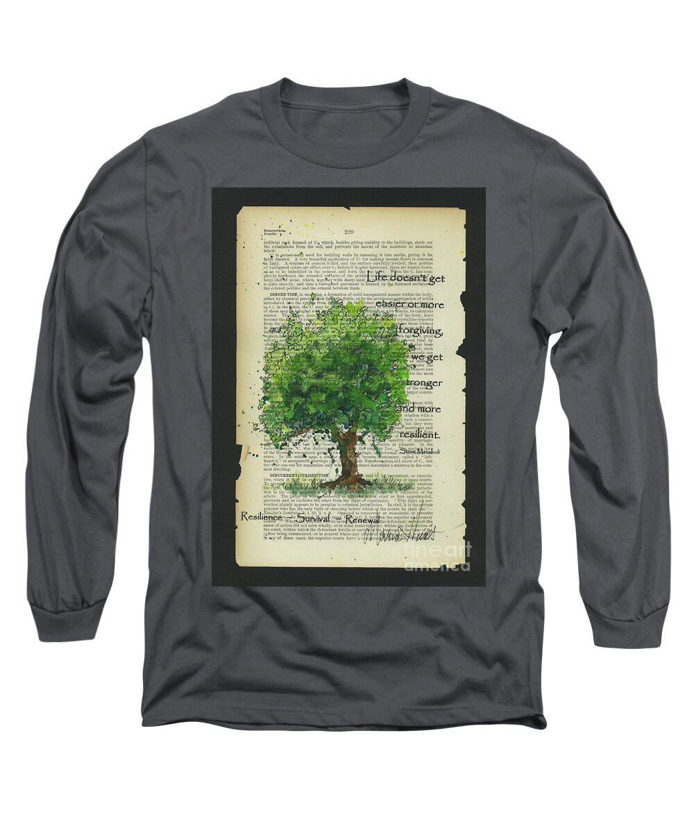 Survivor Tree Long Sleeve T-Shirt featuring the painting The Survivor Tree 9/11 by Maria Hunt