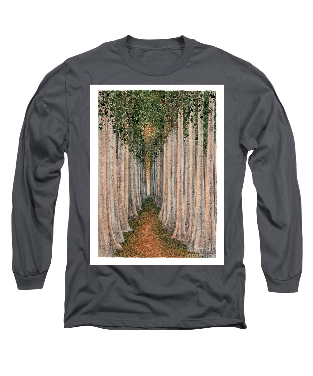 Trees Long Sleeve T-Shirt featuring the painting The Temple by Hilda Wagner