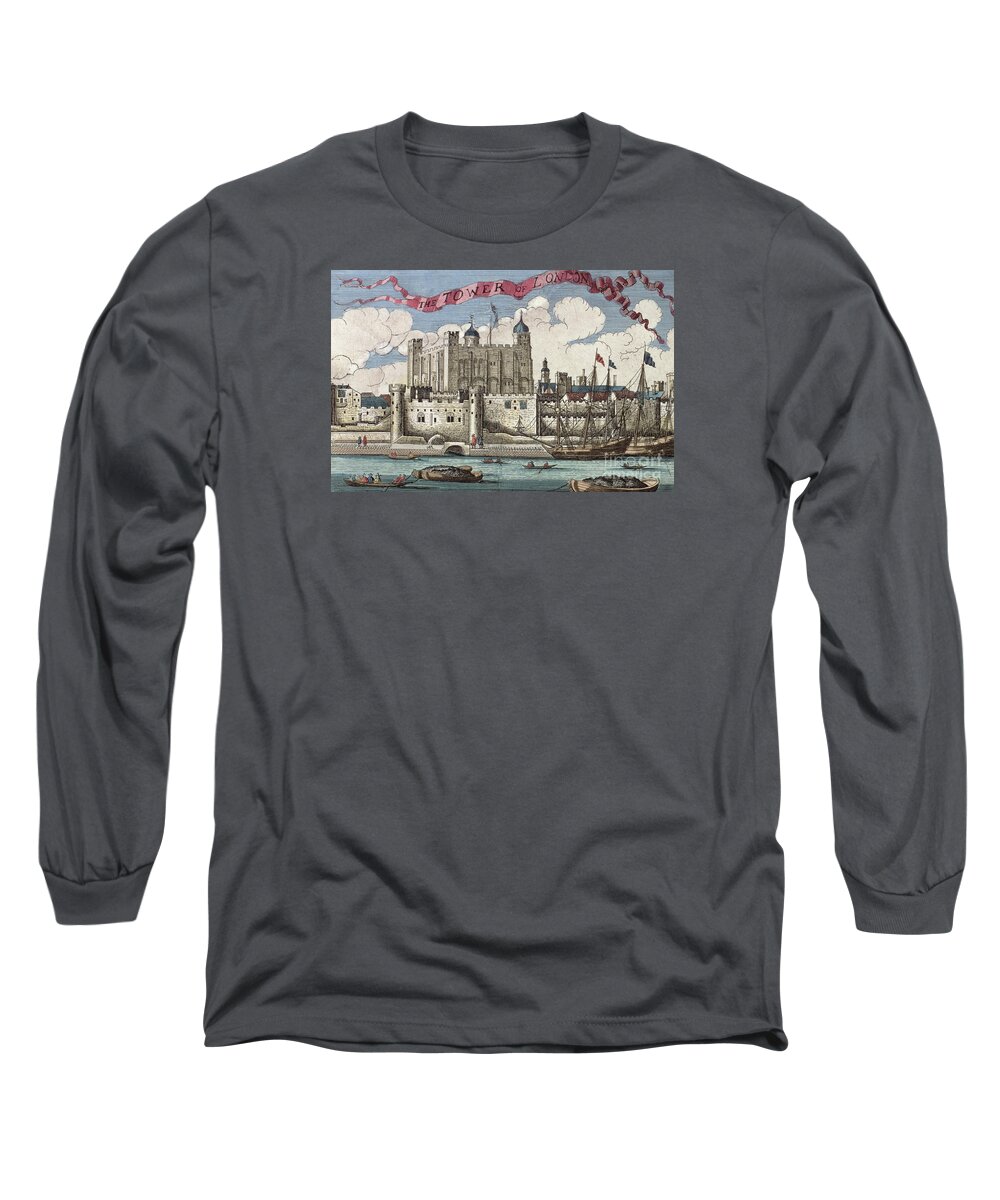 The Tower Of London Long Sleeve T-Shirt featuring the painting The Tower of London Seen from the River Thames by English School