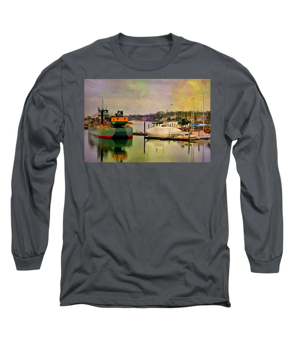 Painterly Landscape Long Sleeve T-Shirt featuring the photograph The Tug Boat by Diana Angstadt