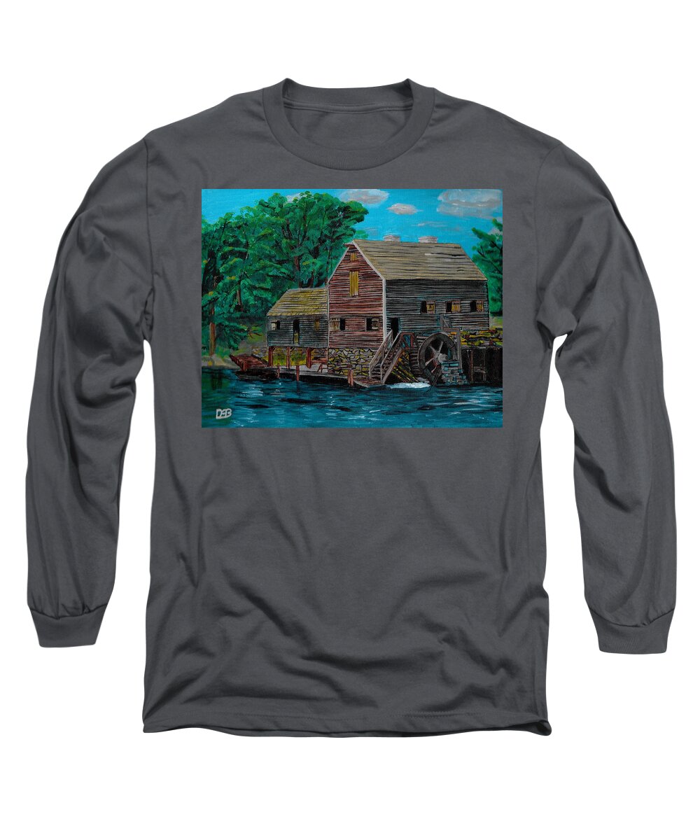Water Long Sleeve T-Shirt featuring the painting The Water Mill by David Bigelow