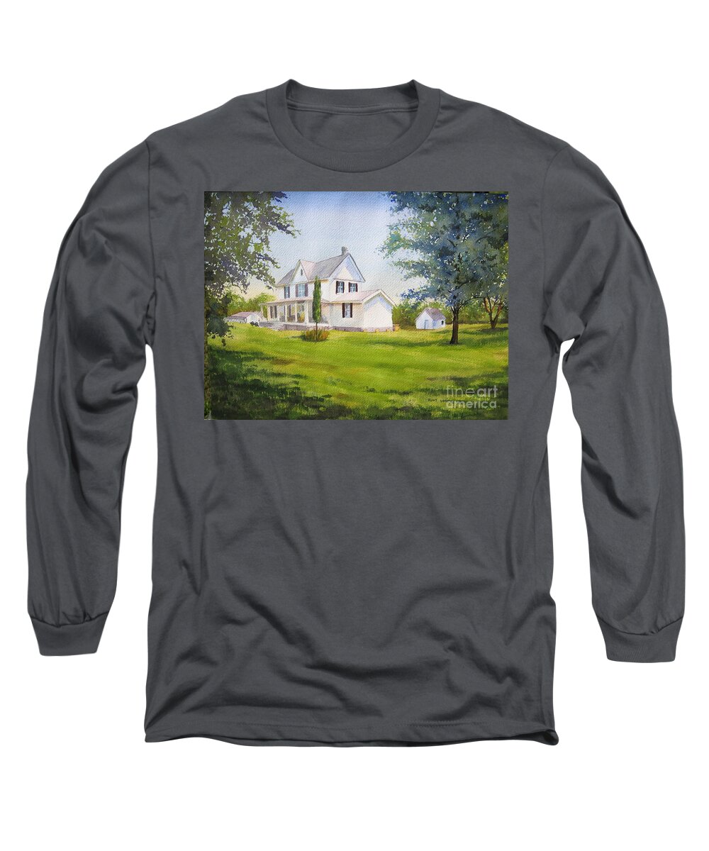 Farm Long Sleeve T-Shirt featuring the painting The Whitehouse by Shirley Braithwaite Hunt