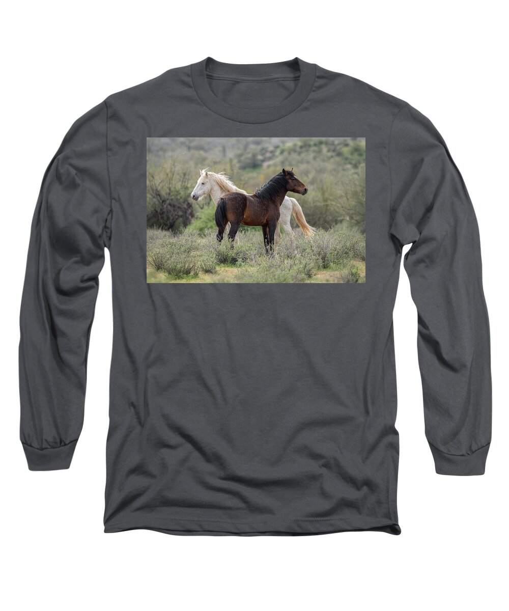 Wild Horses Long Sleeve T-Shirt featuring the photograph The Wild and Free by Saija Lehtonen