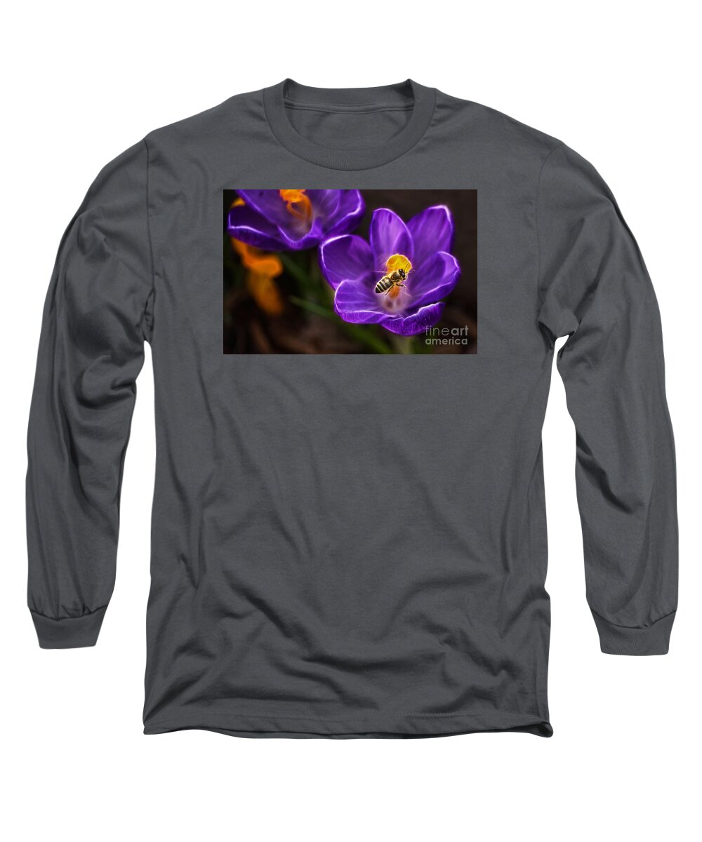Flower Long Sleeve T-Shirt featuring the photograph There's a Buzz Goin' Round by Cameron Wood