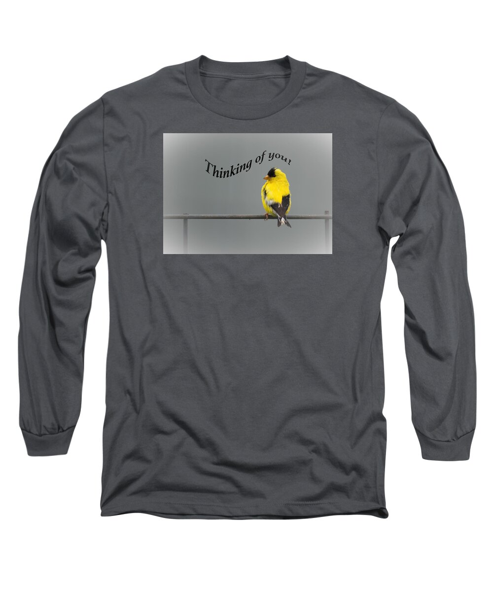 Thinking Of You Long Sleeve T-Shirt featuring the photograph Thinking of you - American Goldfinch by Holden The Moment