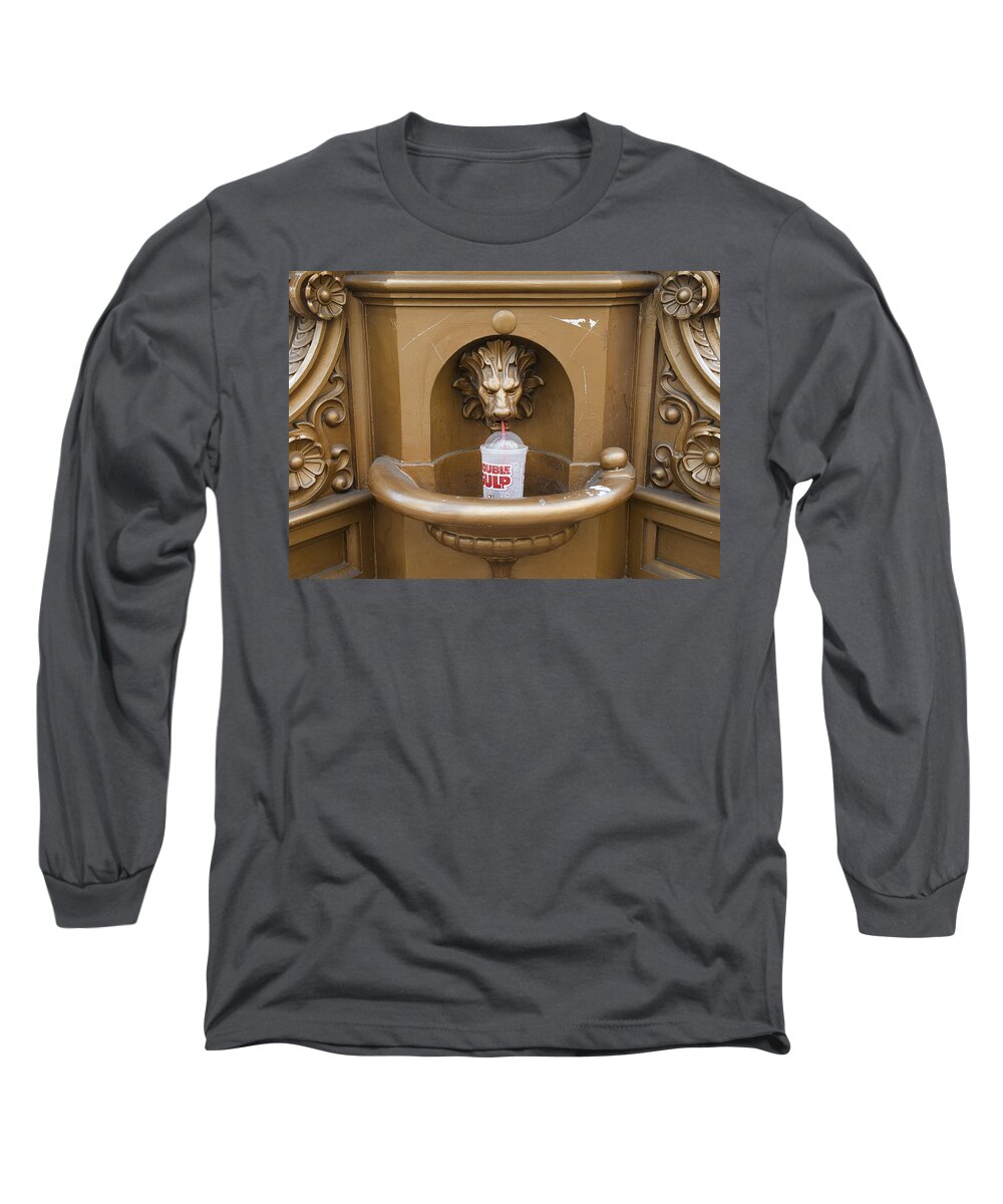 Lion Long Sleeve T-Shirt featuring the photograph Thirsty Lion by Erik Burg