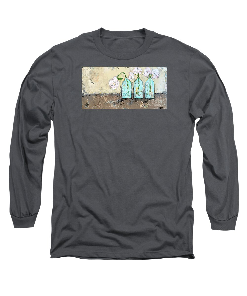 Floral Long Sleeve T-Shirt featuring the painting Three of a Kind by Kirsten Koza Reed