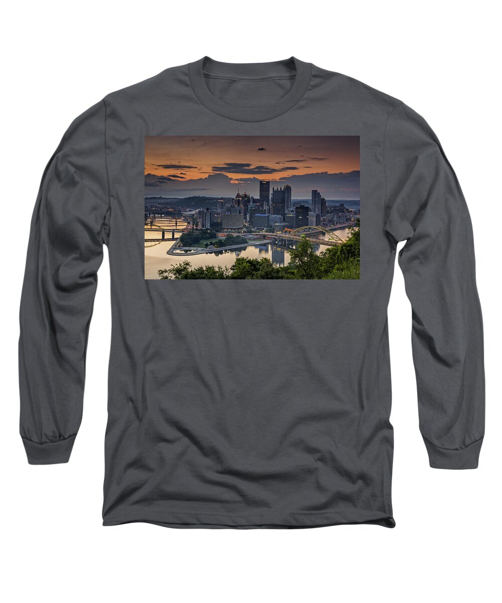Pittsburgh Long Sleeve T-Shirt featuring the photograph Three Rivers Sunrise by Rick Berk