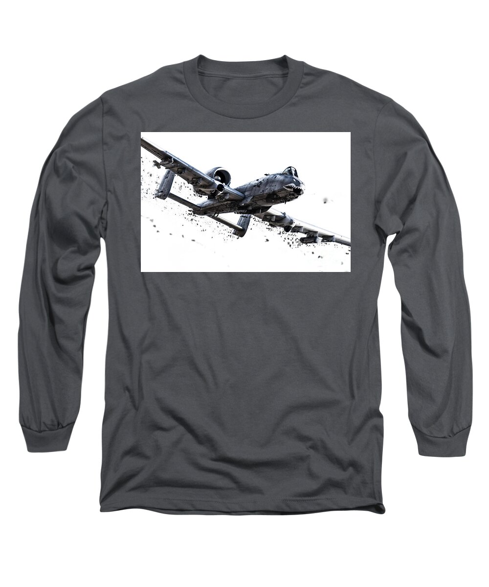 A10 Long Sleeve T-Shirt featuring the digital art Thunderblt Shatter by Airpower Art