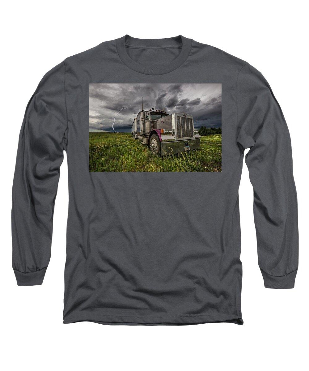 Field Long Sleeve T-Shirt featuring the photograph ThundersTruck by Aaron J Groen